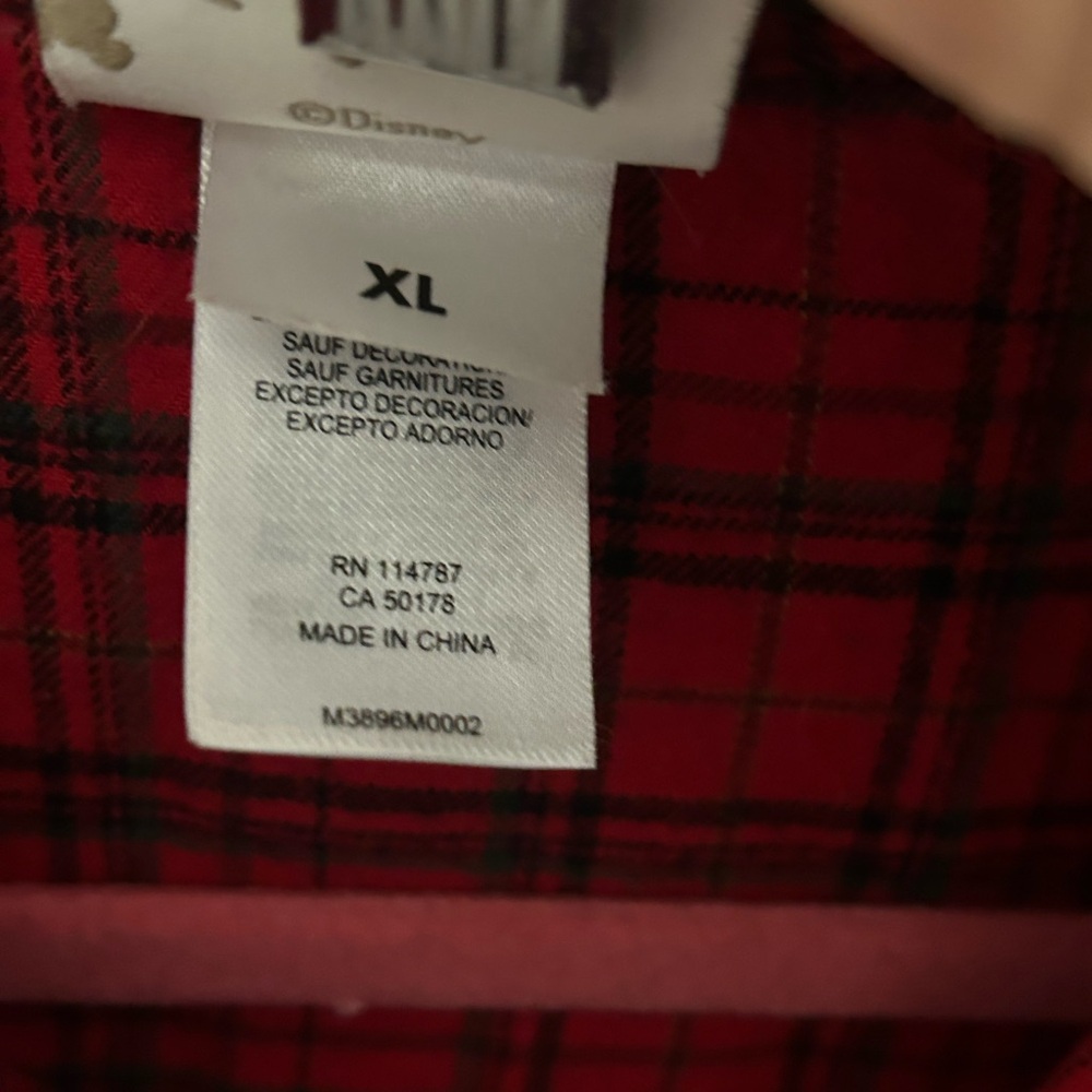 Vintage Disney Store Mickey Mouse red plaid button down shirt top size XL - Picture 6 of 9